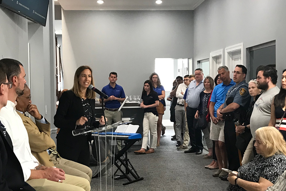 Mikie Sherrill at the Station coworking space in Chatham, NJ